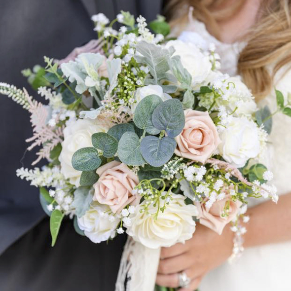 Large Blush & Ivory Vintage Rustic Inspired Wedding Bouquet